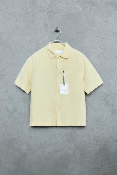 STORIESZ - GARMENT DYE LINEN AND COTTON SHIRT - Yellow by Zara