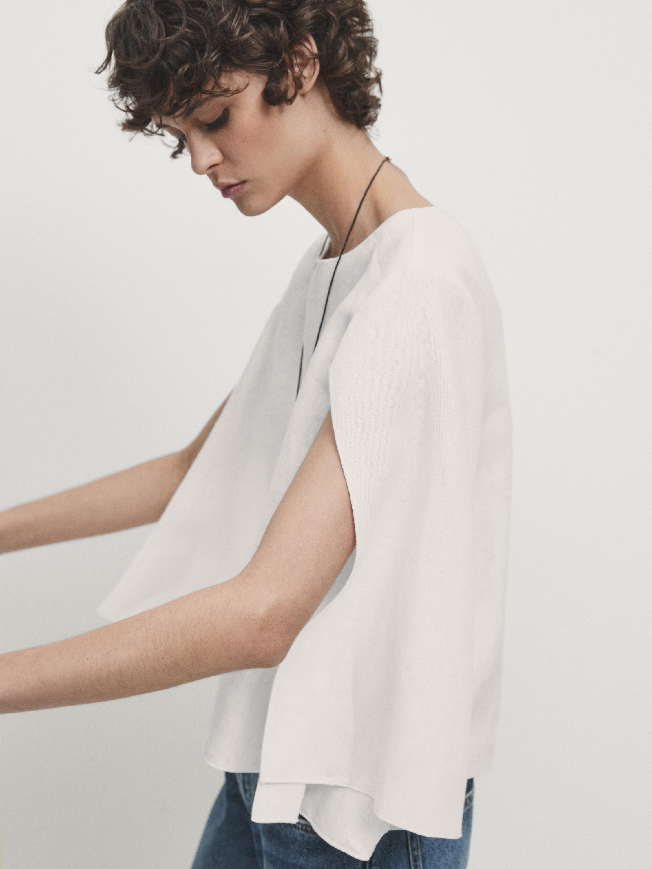 Linen cape shirt - Studio - White | ZARA Canada