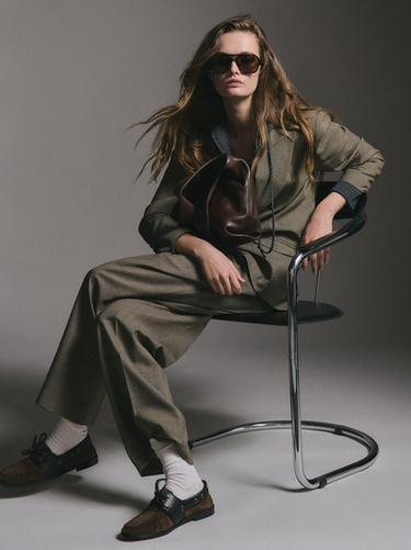 Mocassins bateau cuir combinés - Marron de Zara