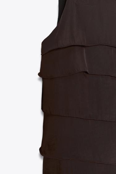 TOP SATINÉ À VOLANTS - Marron de Zara - Image 7