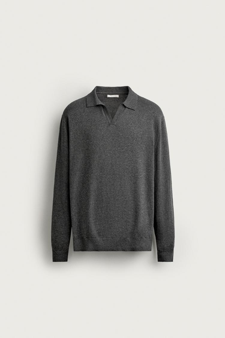 Cotton-blend knit polo shirt, regular fit
