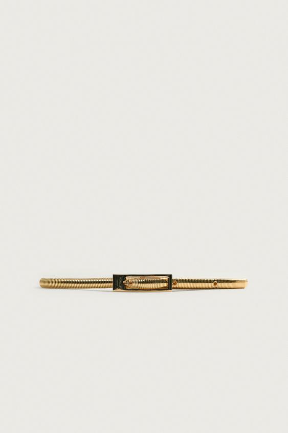 Zara ELASTIC METALLIC PIECE BELT - Golden - Image 0