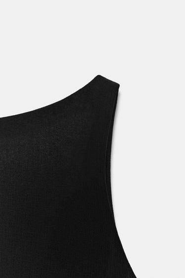 ROBE MI-LONGUE ASYMÉTRIQUE - Noir de Zara - Image 8