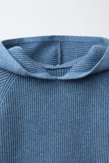 HOODED KNIT SWEATER WITH POCKET - Blue by Zara - Image 2