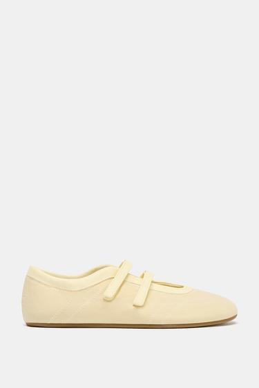SATIN-EFFECT TOPSTITCHED BALLET FLATS - Yellow by Zara - Image 3