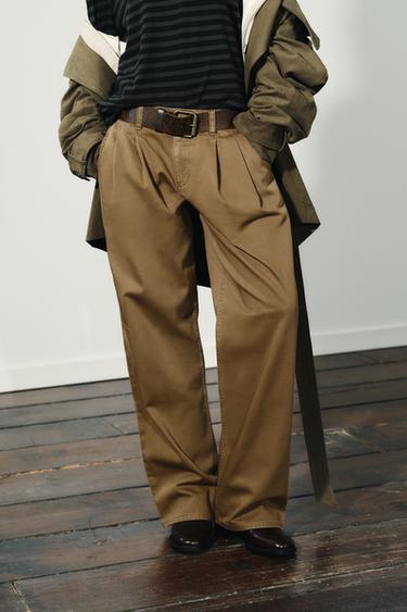 LOW-RISE CHINO TROUSERS - Brown by Zara - Image 3