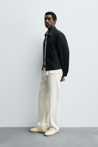 CROPPED FIT COTTON JACKET - Navy blue by Zara - Image 3