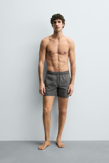 STRIPED SWIMMING TRUNKS - Anthracite Grey by Zara - Image 0
