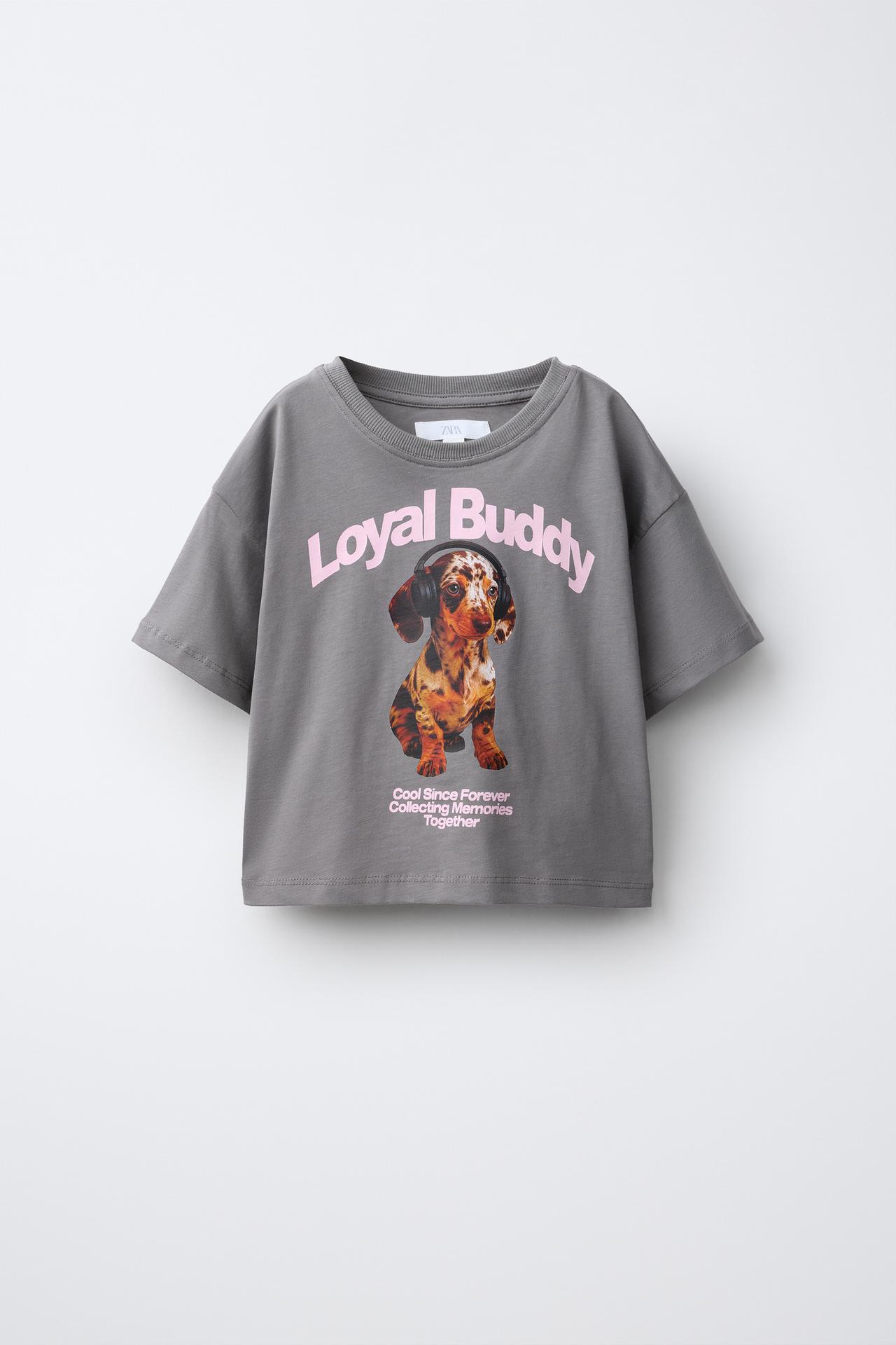 TEXT AND DOG GRAPHIC T-SHIRT — Anthracite grey