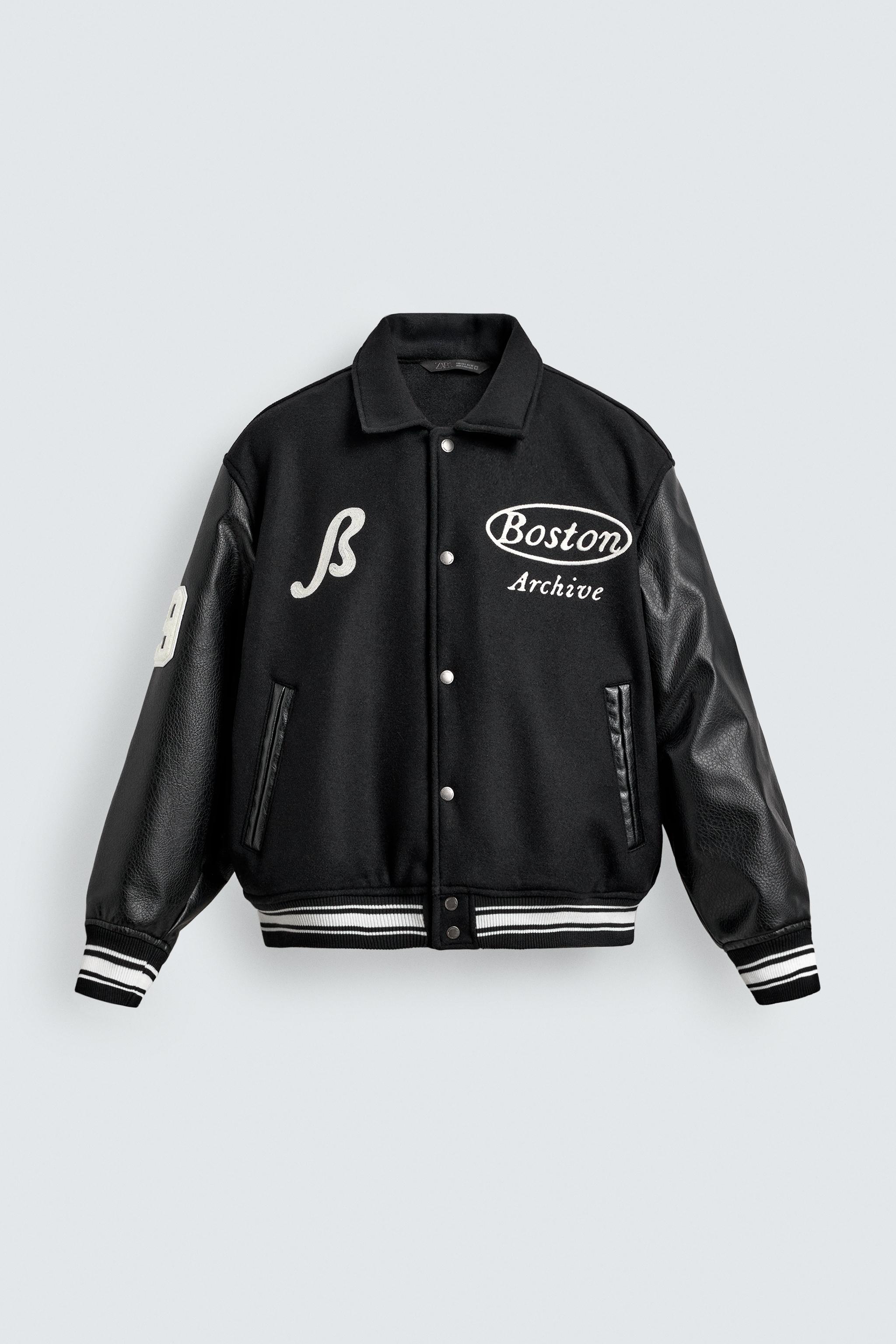 ジャケット・アウター H Logo Varsity Jacket S EMBROIDERED CONTRAST BOMBER JACKET - Black | ZARA South Africa