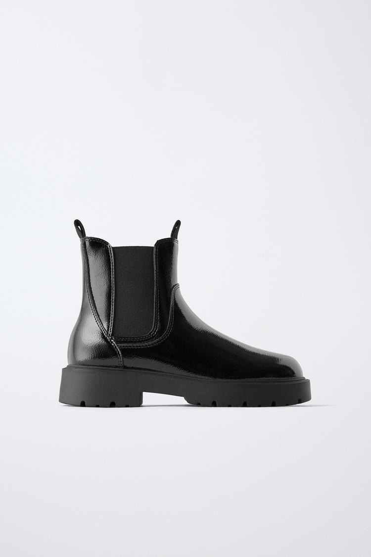 パテントレザー ショートブーツ - ブラック | ZARA Japan / 日本 