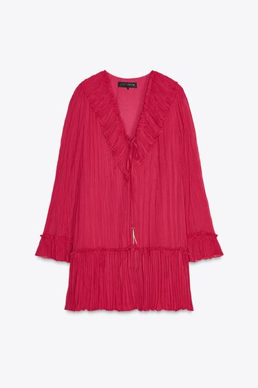 CREASED-EFFECT MINI DRESS - Fuchsia by Zara - Image 4