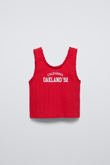 DÉBARDEUR POINTELLE VARSITY - Rouge de Zara