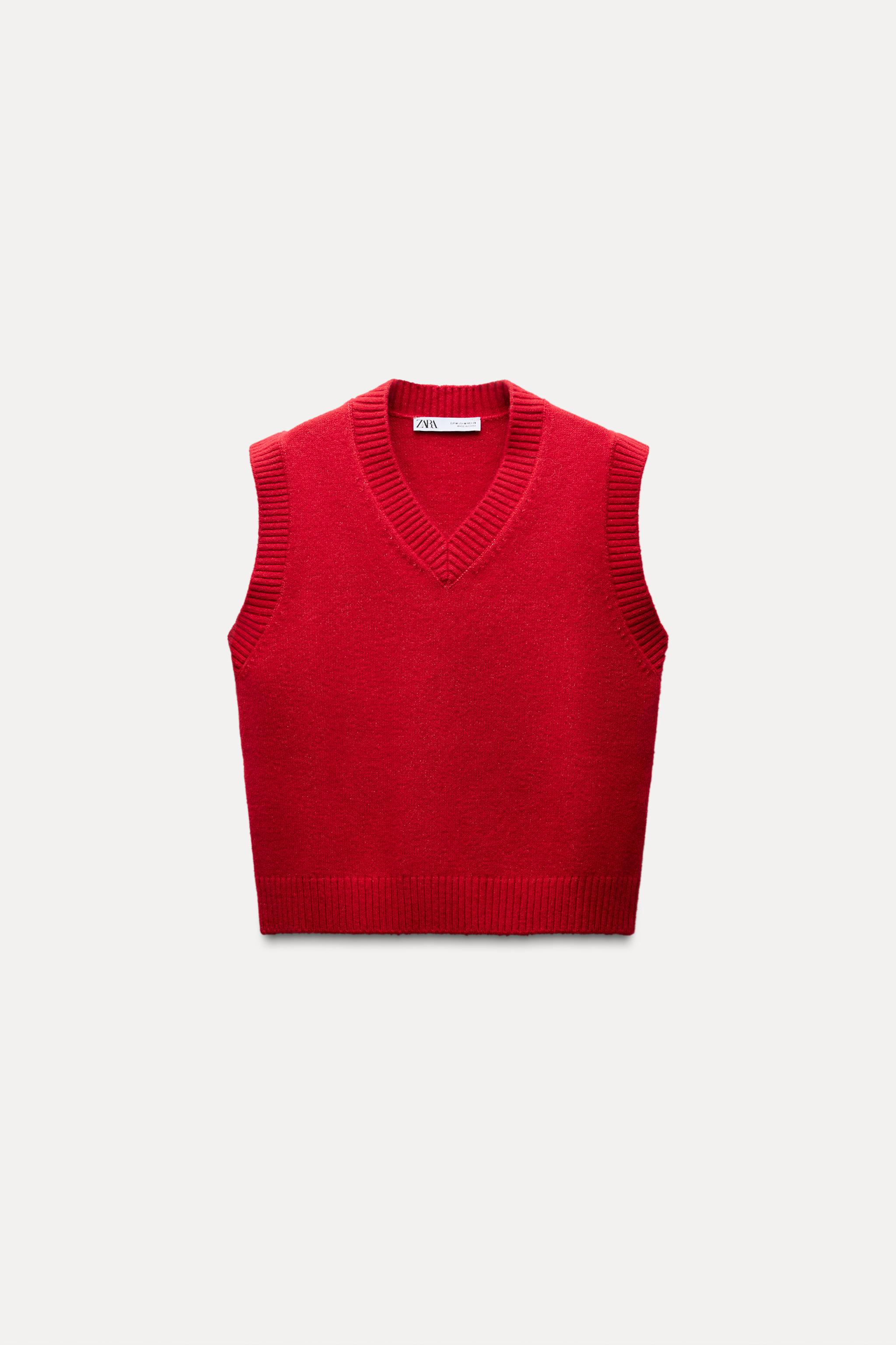 GILET IN MAGLIA Rosso ZARA Italia Italy