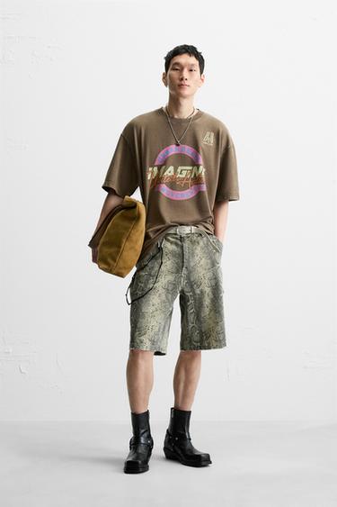 WASHED SWEATSHIRT WITH SLOGAN - Brown by Zara