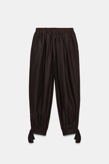 PANTALON BOUFFANT AVEC NŒUDS - Marron de Zara - Image 5