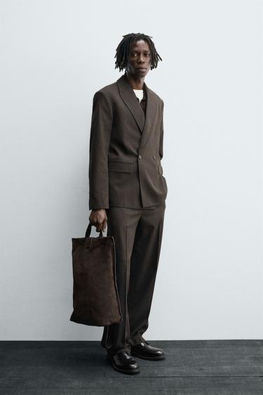 WOOL SUIT TROUSERS - brown vigore by Zara