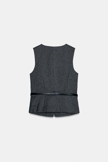 MARLED WAISTCOAT TOP WITH BELT - Grey marl by Zara - Image 8