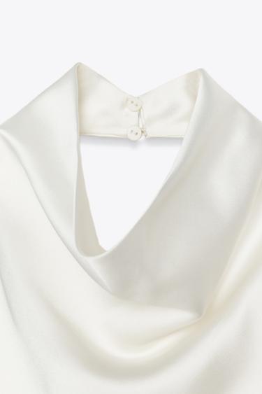 TOP HALTER SATINÉ - Écru de Zara - Image 3