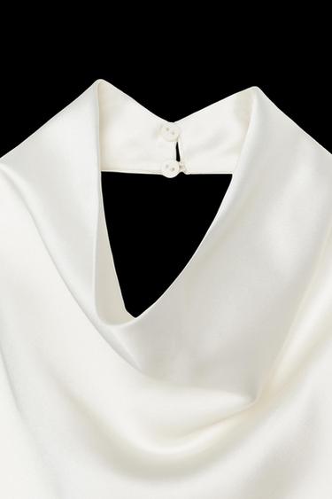 SATINIERTES NECKHOLDER-TOP - Cremefarben von Zara