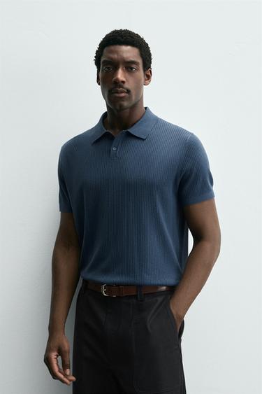 POLO PUNTO CANALÉ - Azul lavado de Zara