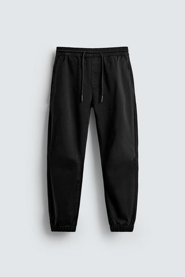 Zara SLIM FIT JOGGER WAIST PANTS - Black