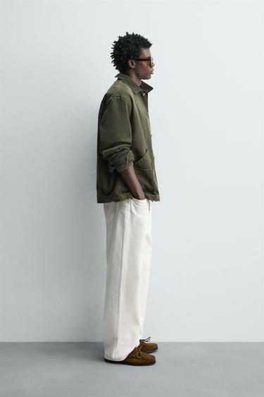 BLOUSON DÉLAVÉ COL COMBINÉ - Vert bouteille foncé de Zara - Image 3