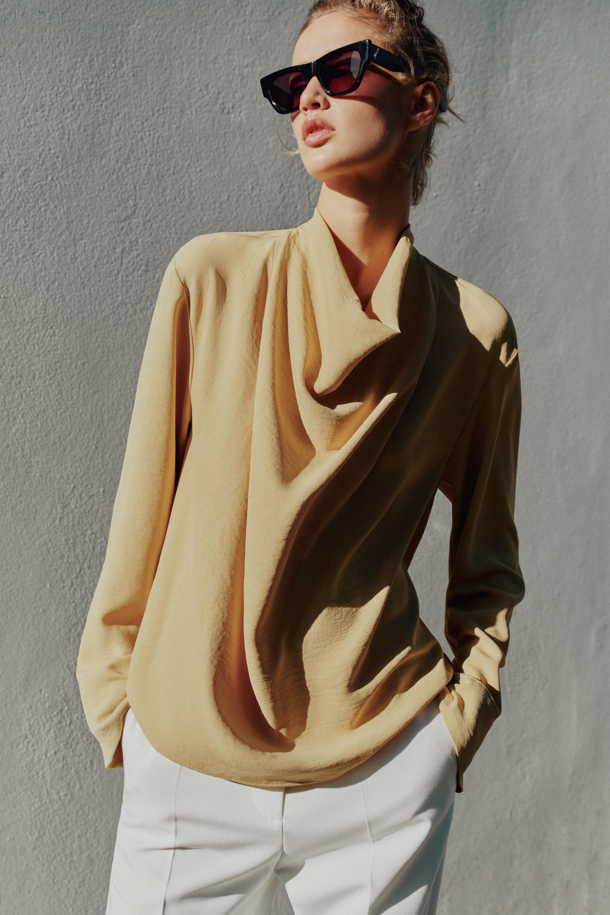 Draped Neck Blouse by Zara