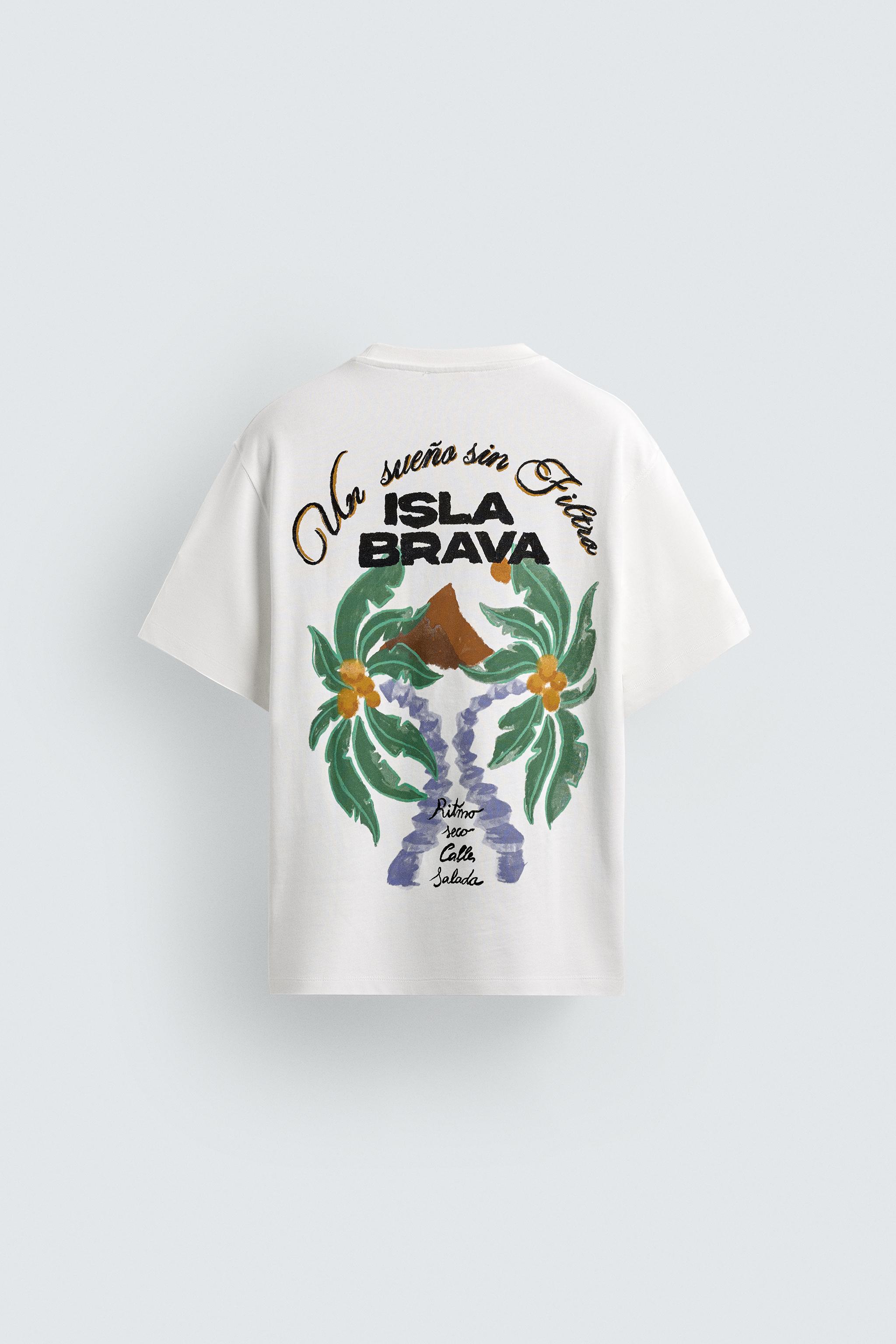 COMBINED EMBROIDERY T-SHIRT - Oyster-white | ZARA United States
