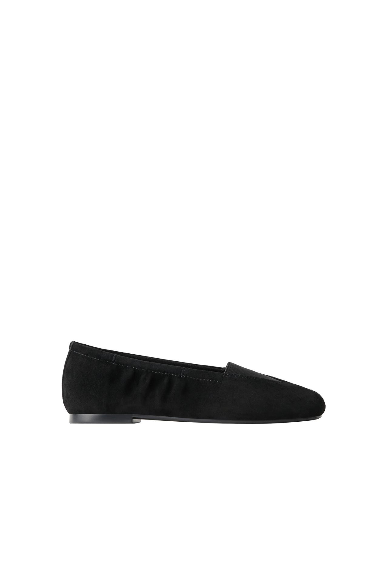 RUCHED LEATHER BALLET PUMPS