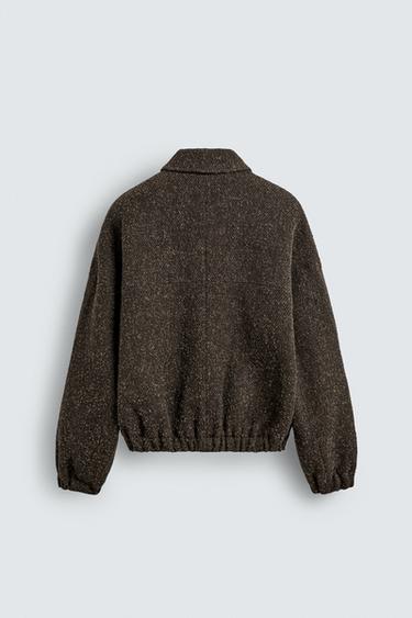 BOUCLÉ TEXTURED JACKET - Dark green by Zara - Image 7