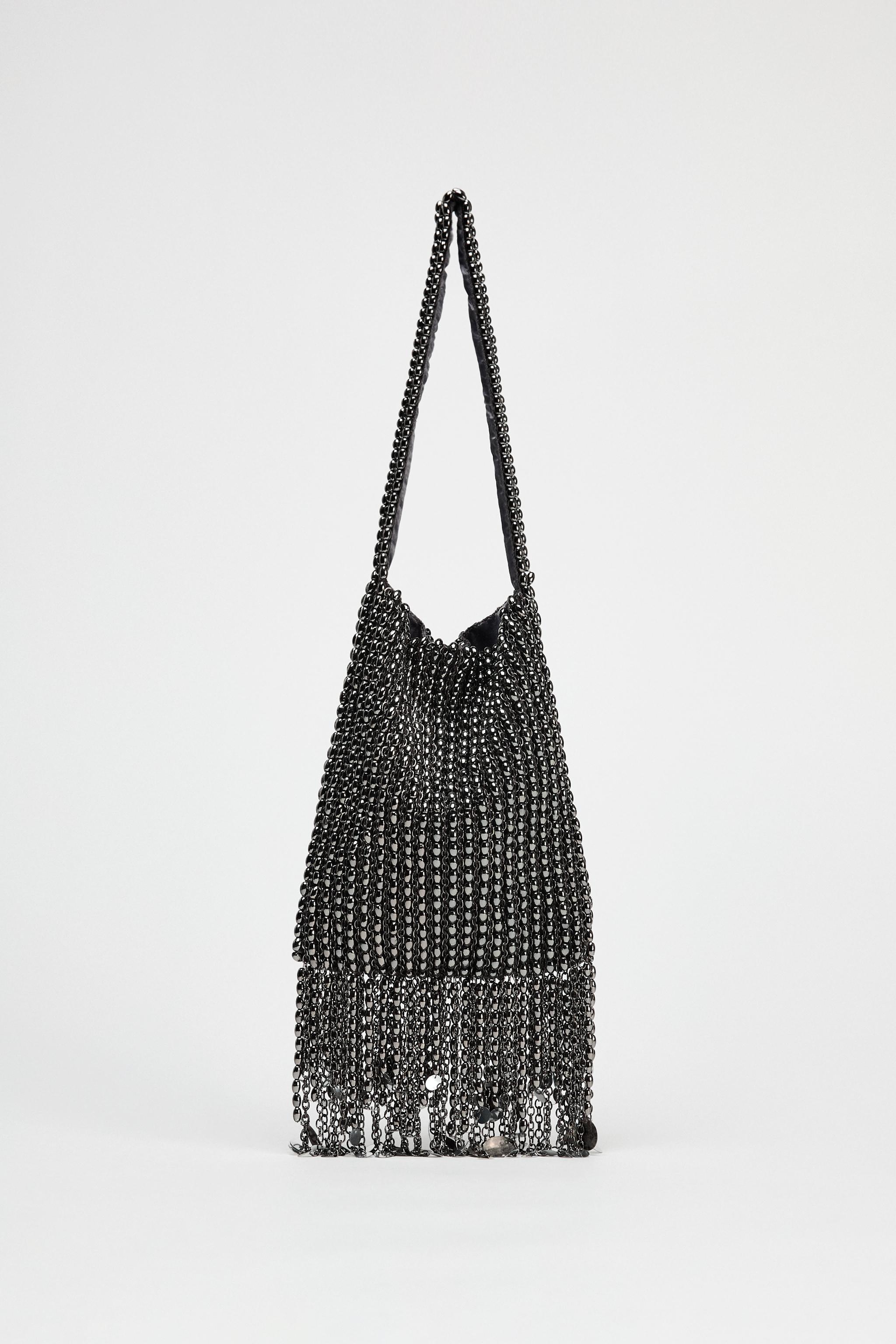 ZARA METAL TRIM SHOULDER BAG WITH METALLIC DETAIL high quality