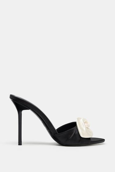 SATIN-EFFECT FLOWER HEELED MULES - Multicoloured by Zara