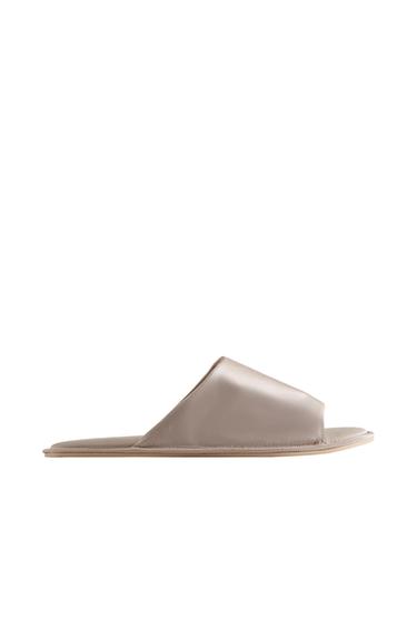 SILK MULE SLIDERS - Taupe Grey by Zara