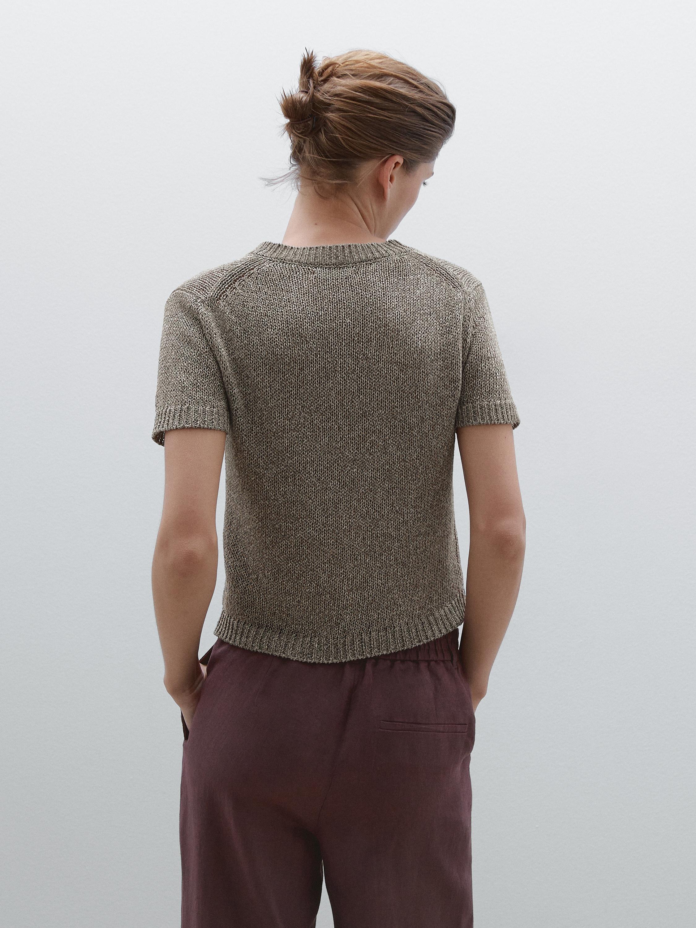 Knit sweater with fabric detail - Brown marl | ZARA United Knit sweater with fabric detail - Brown marl | ZARA United