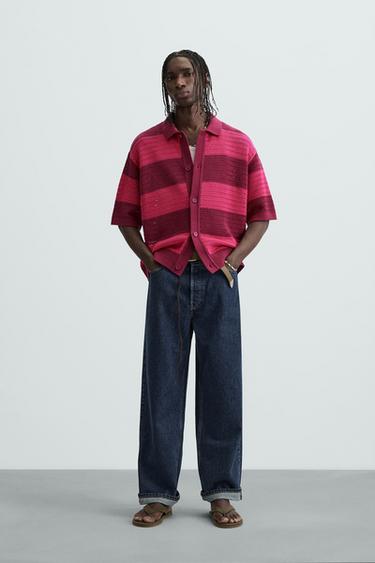 CAMISA PUNTO CALADO RAYAS - Rosas de Zara - Imagen 0