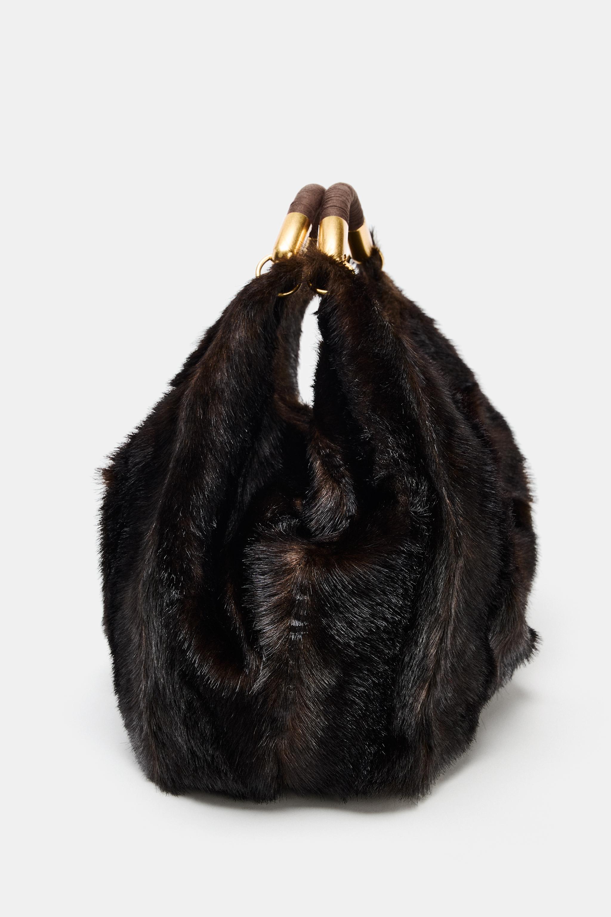 MAXI FAUX FUR BAG - Brown | ZARA Turkey
