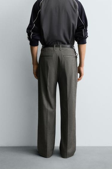 HERRINGBONE FLARE FIT TROUSERS - camel by Zara - Image 2