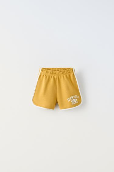 Zara VARSITY PLUSH SHORTS - Yellow