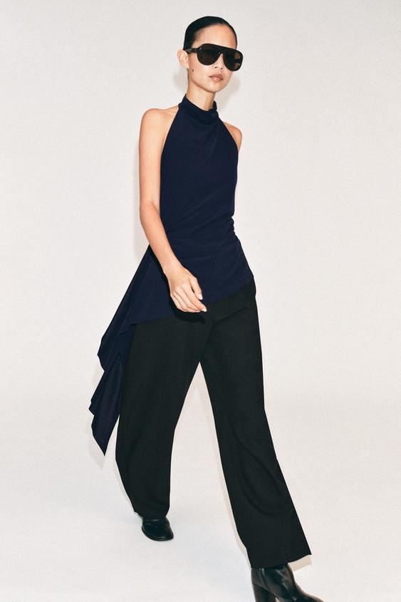 TOP COM DECOTE HALTER - Azul-marinho da Zara - Imagem 0