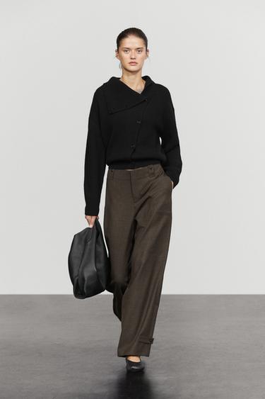 Suede flannel cargo pants — Black gold 1