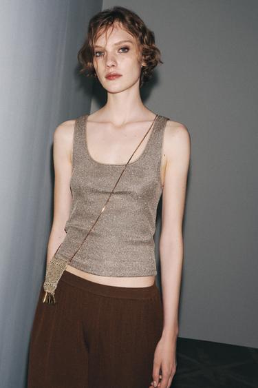 TOP TEXTURÉ FIL MÉTALLISÉ - Doré de Zara - Image 3