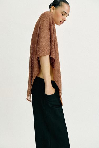 CAPE ASYMÉTRIQUE À FIL MÉTALLISÉ - Marron de Zara - Image 3
