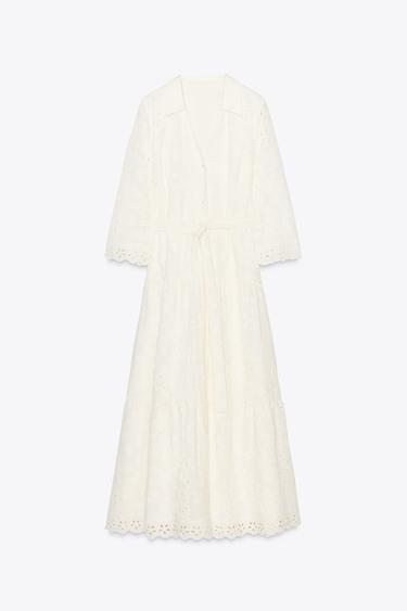 ZW COLLECTION EMBROIDERED SHIRT DRESS - White by Zara