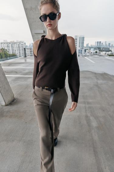 CUT-OUT KNIT JUMPER - Brown by Zara