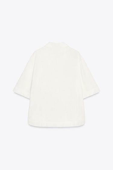 CHEMISE BRODÉE ZW COLLECTION - Blanc / Noir de Zara - Image 6