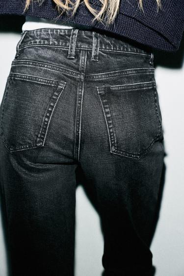 TRF HIGH-WAIST STRAIGHT LEG JEANS - Black by Zara - Image 4