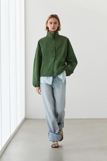 Chaqueta bomber abullonada - Verde medio de Zara - Imagen 0