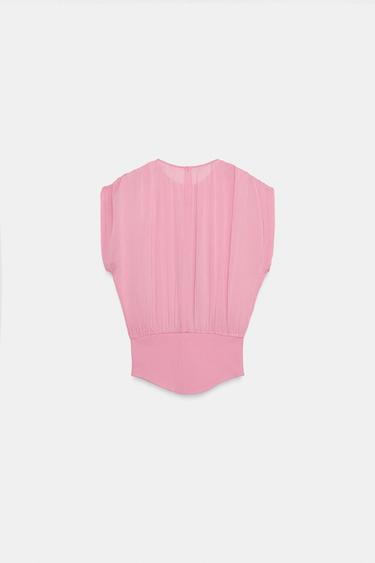TOP BIMATIÈRE EN GEORGETTE - Rose de Zara - Image 6