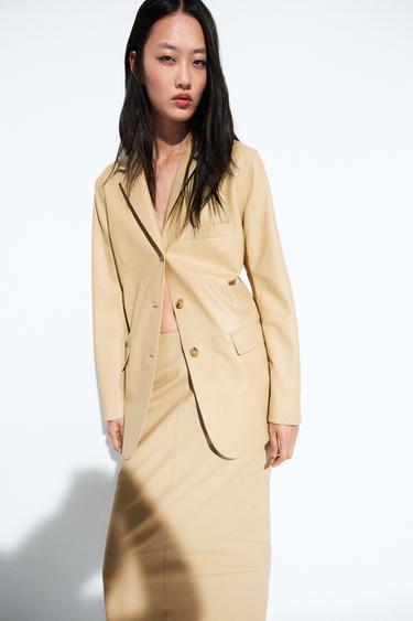 Zara Nappa leather blazer - Yellow